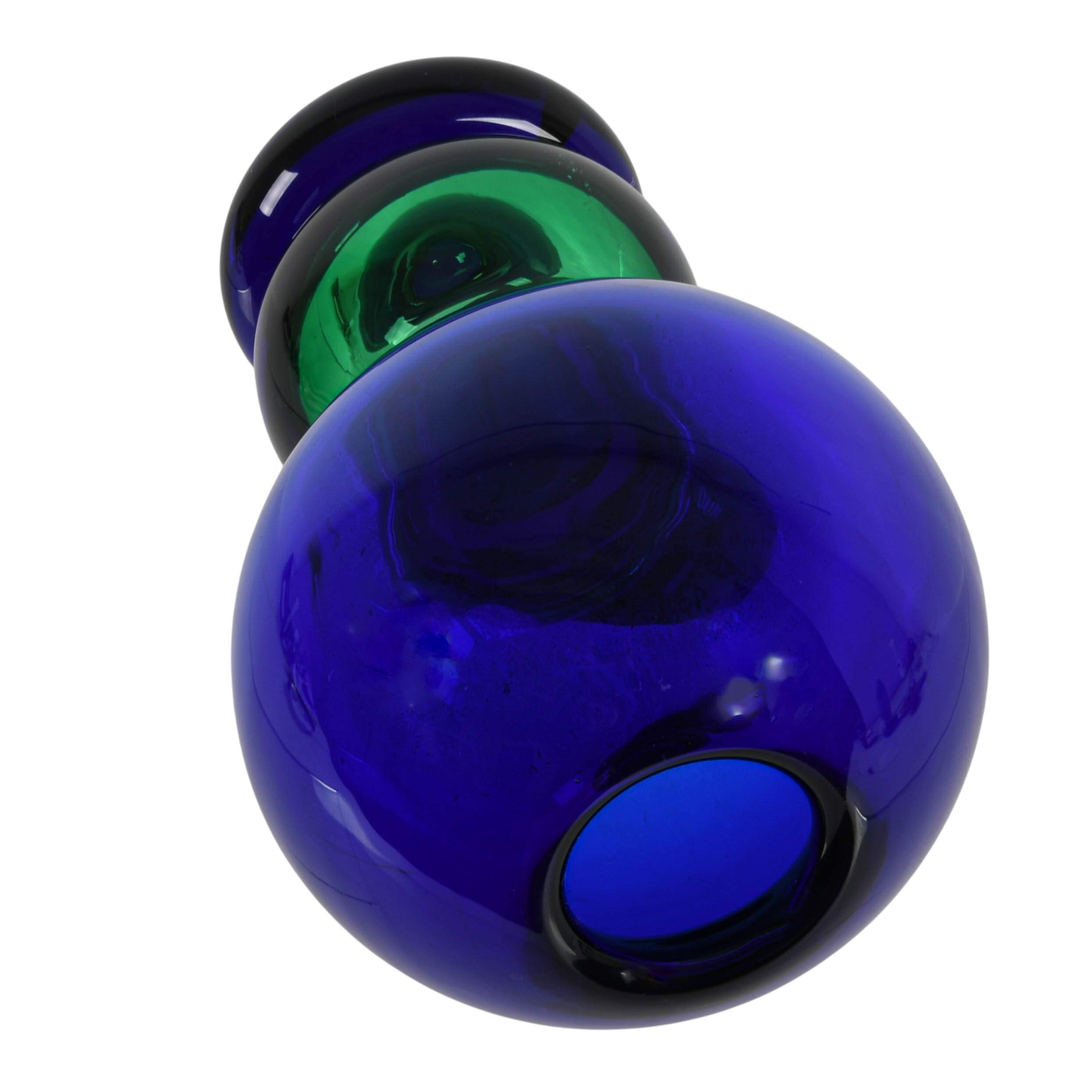 Blue and Green Art Glass Ball Vase-4