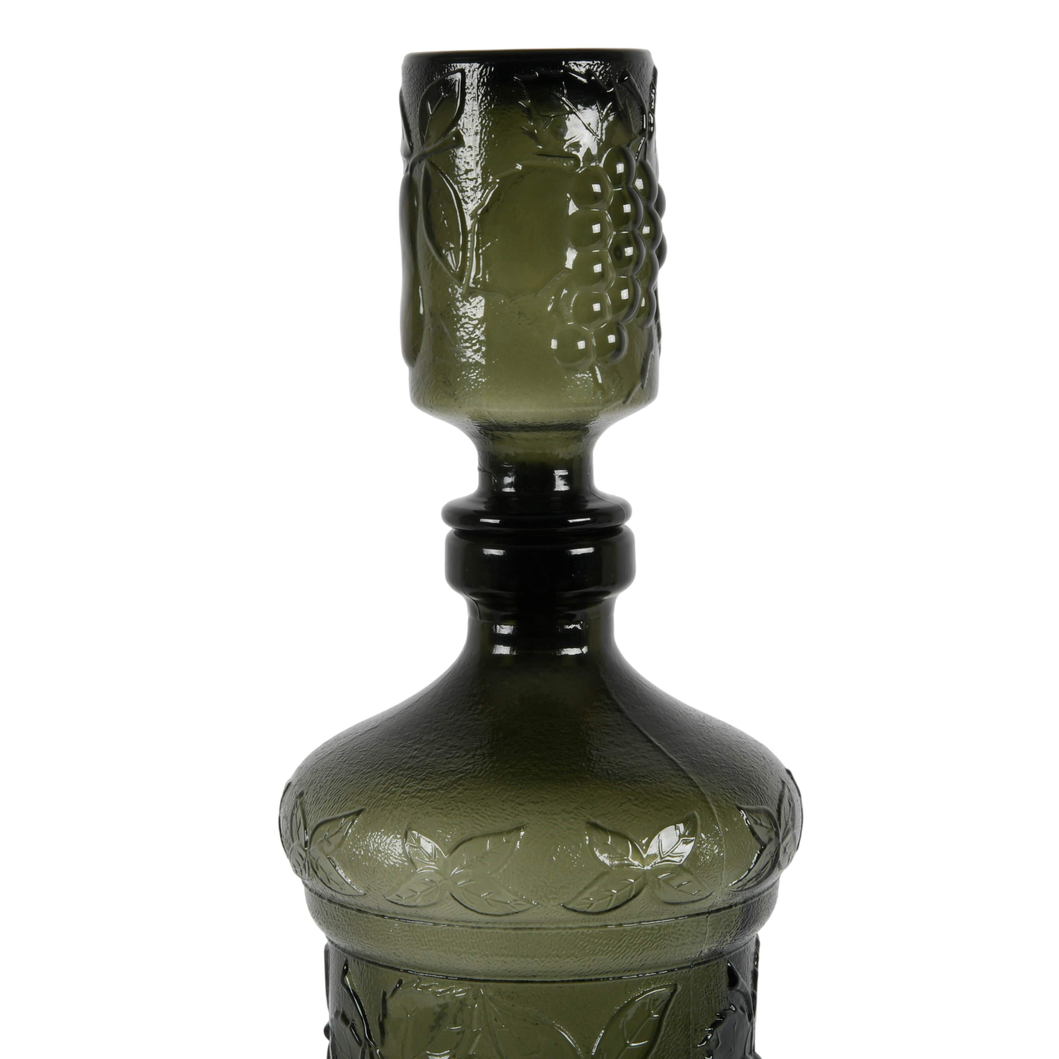 Mid-Century Modern Charcoal Gray Empoli Glass Genie Decanter with Stopper-2