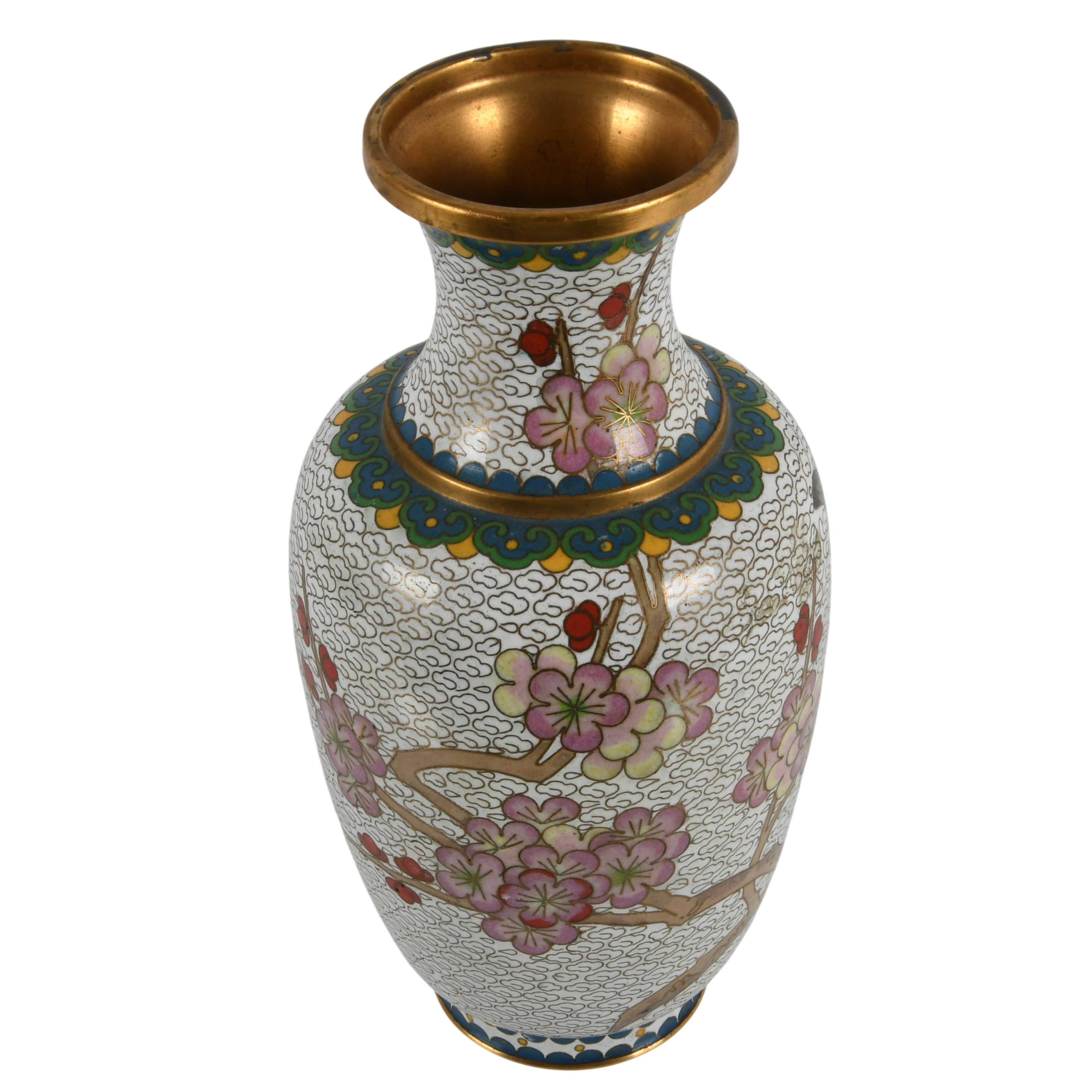 Chinese Cloisonné Floral Vase-6