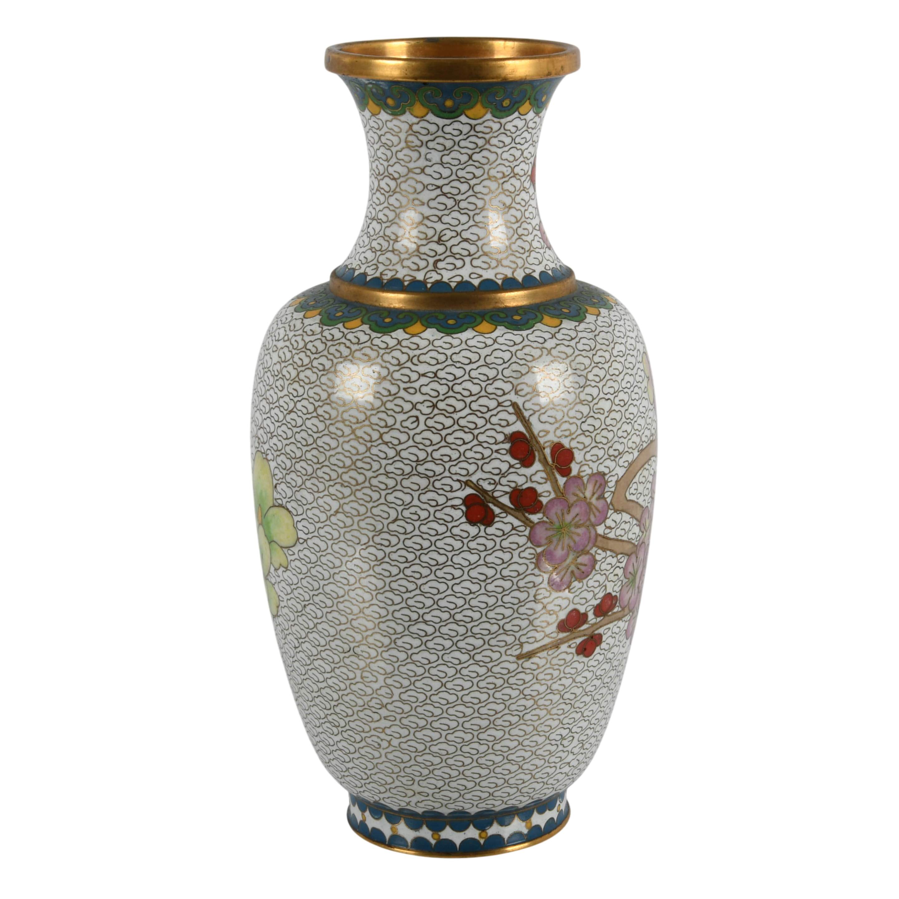 Chinese Cloisonné Floral Vase-5