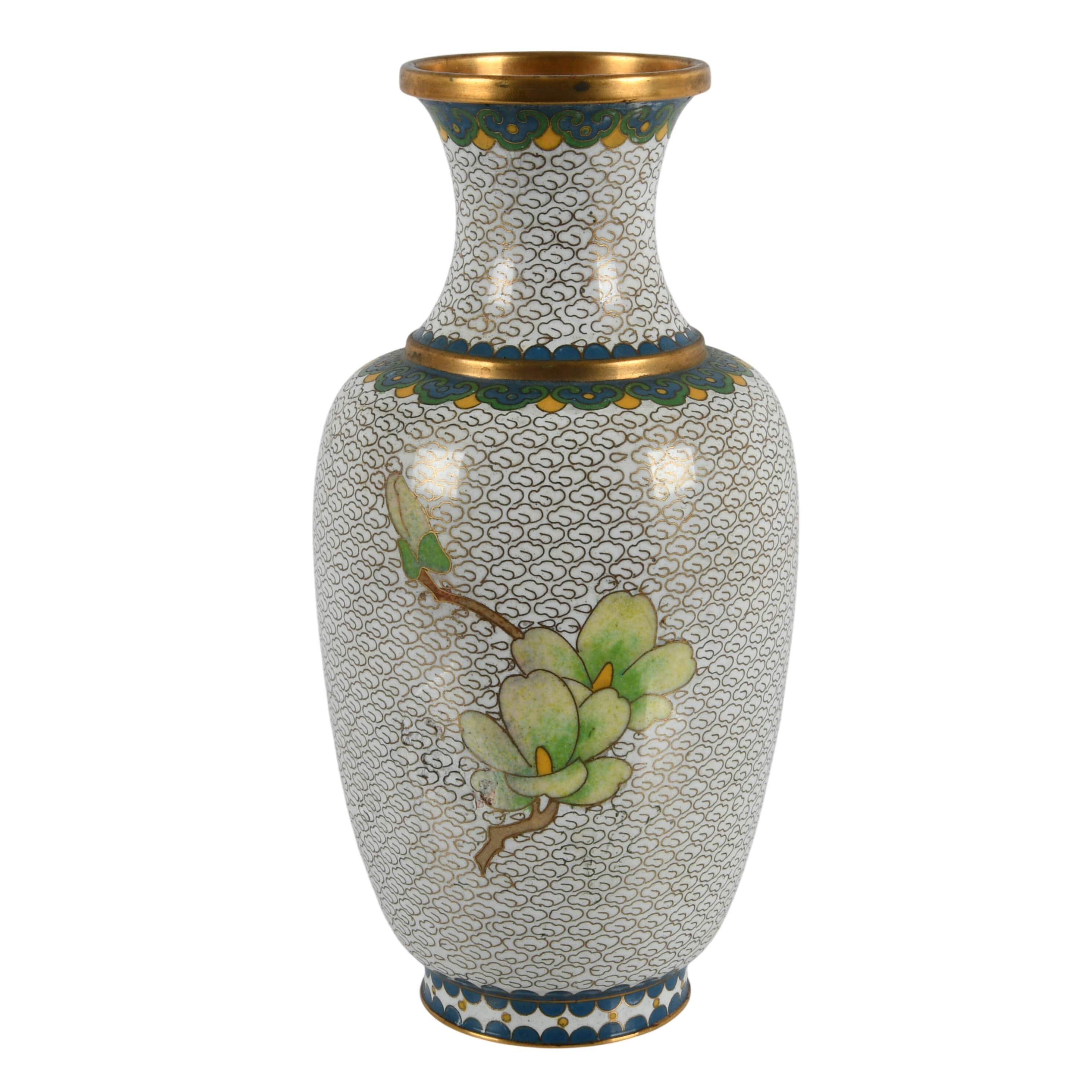 Chinese Cloisonné Floral Vase-4