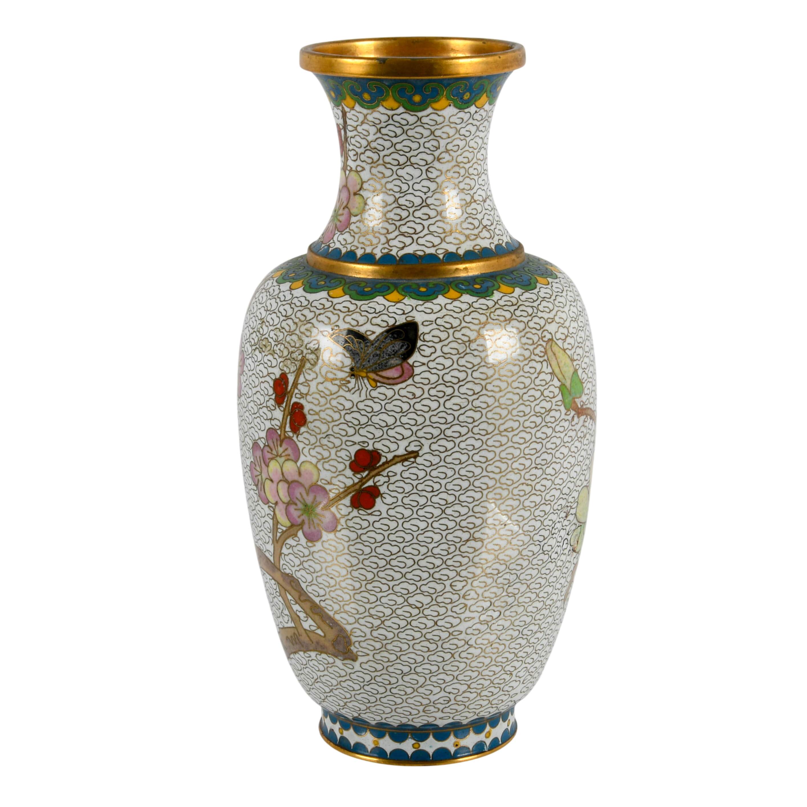 Chinese Cloisonné Floral Vase-3