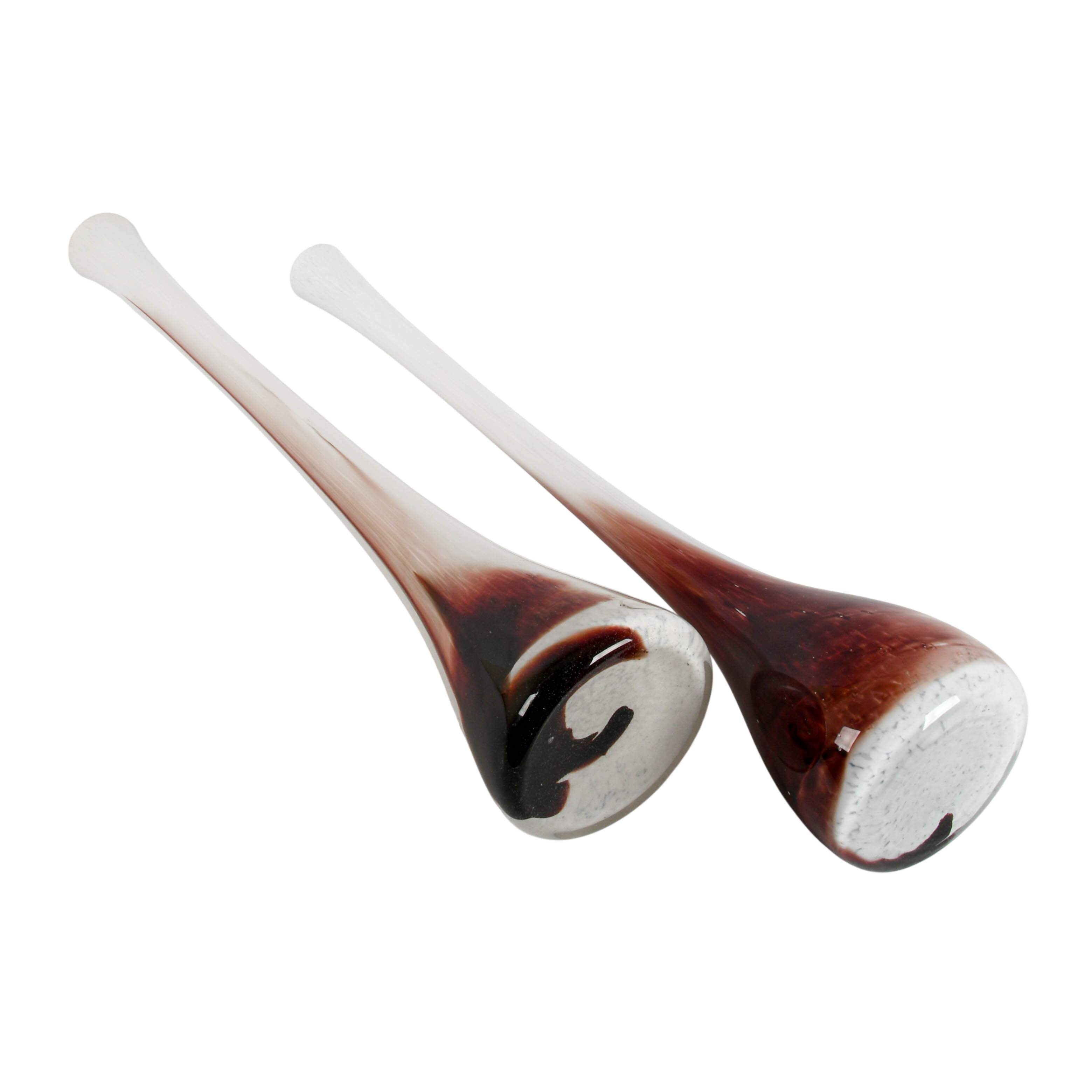 Signed Pair of M. Ducco Murano-Style Hand-Blown Glass Vases-6