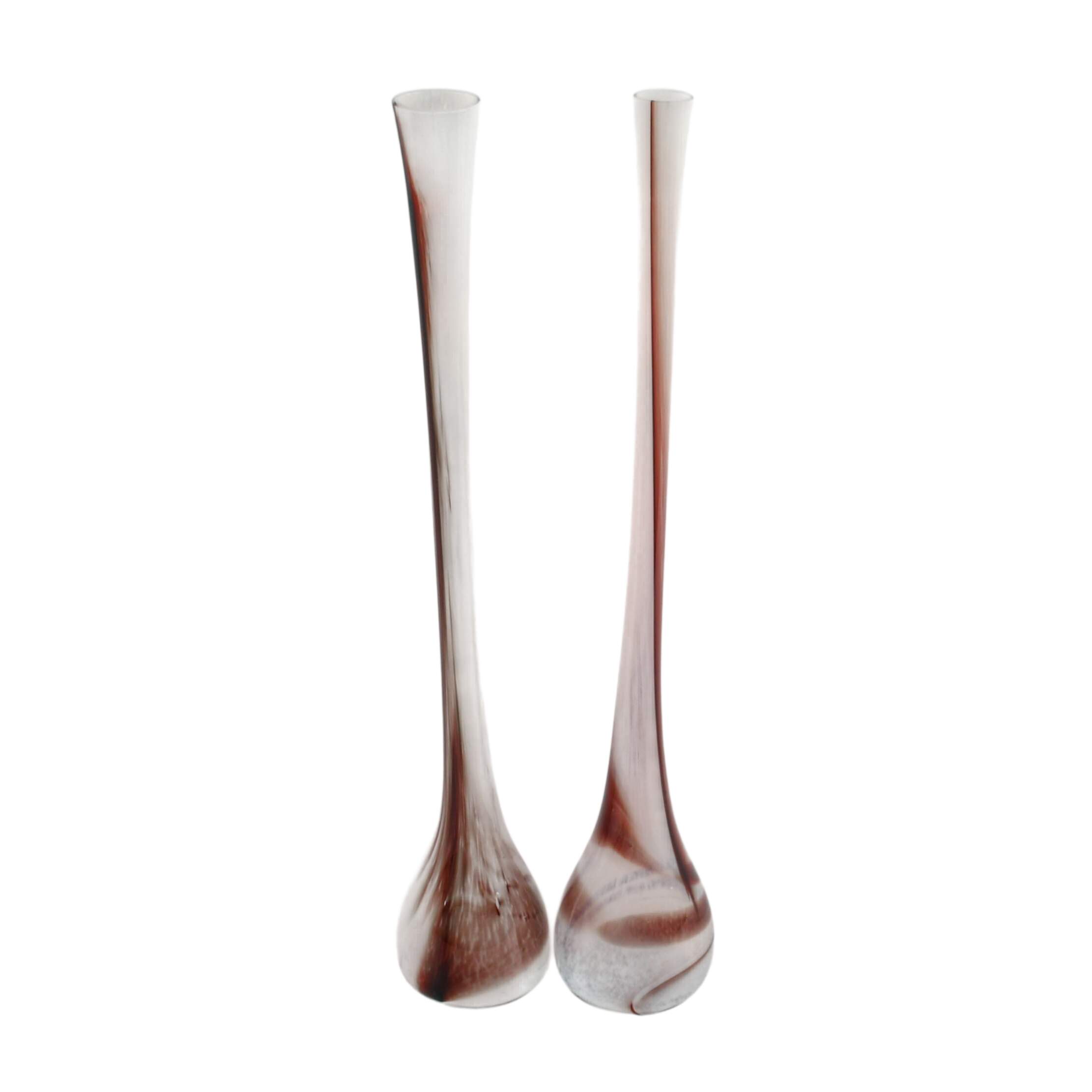 Grouping of Two Signed M. Ducco Murano-Style Hand-Blown Glass Vases-2