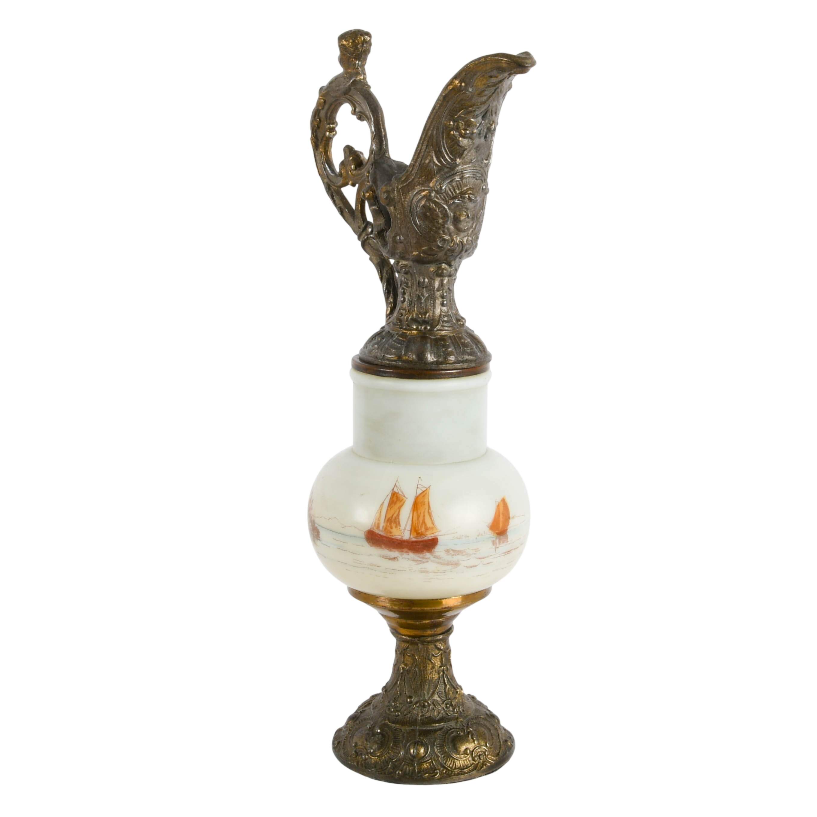Antique Victorian Hand Decorated Wavecrest Mantle Ewer-2
