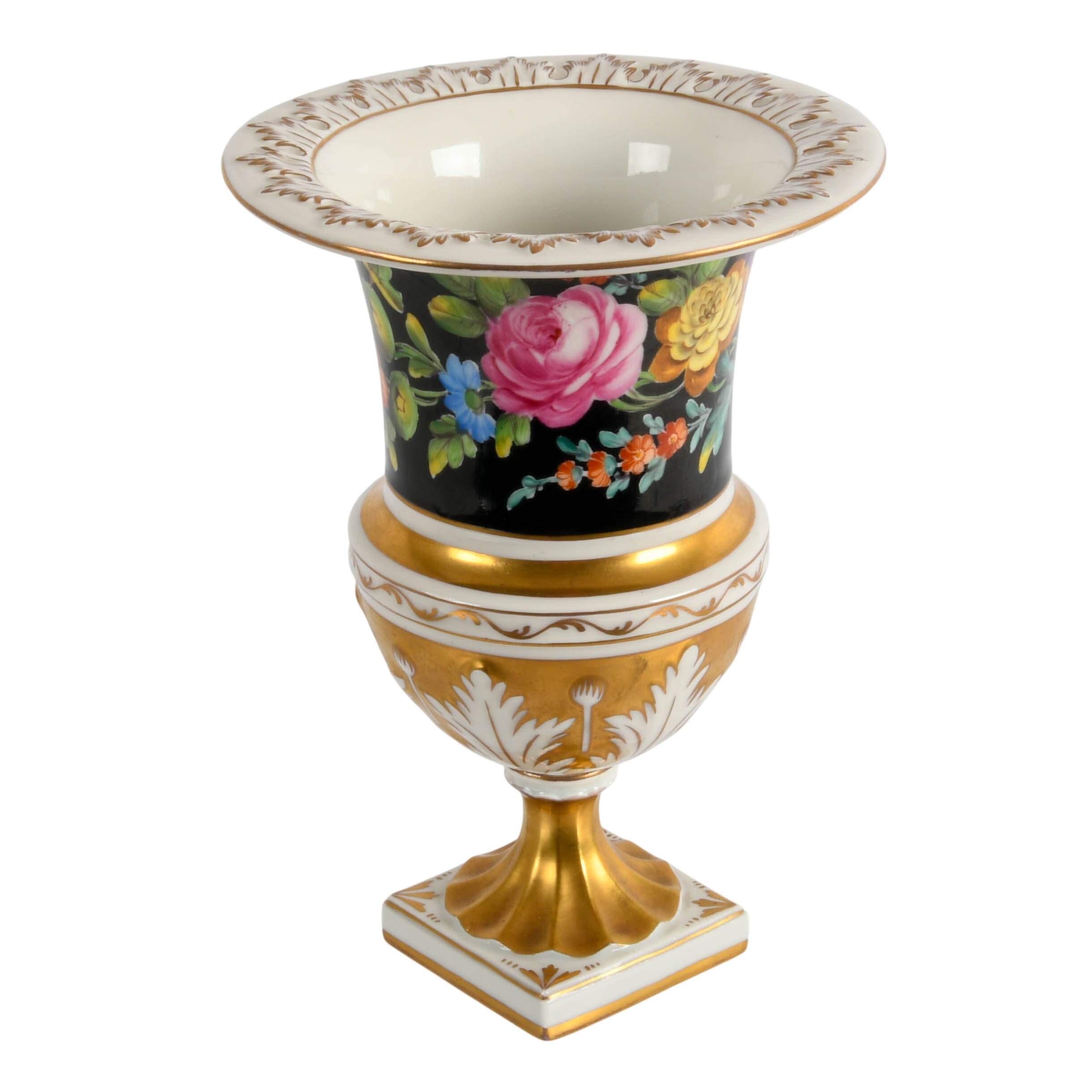 Dresden Germany Floral Porcelain Urn Vase-4