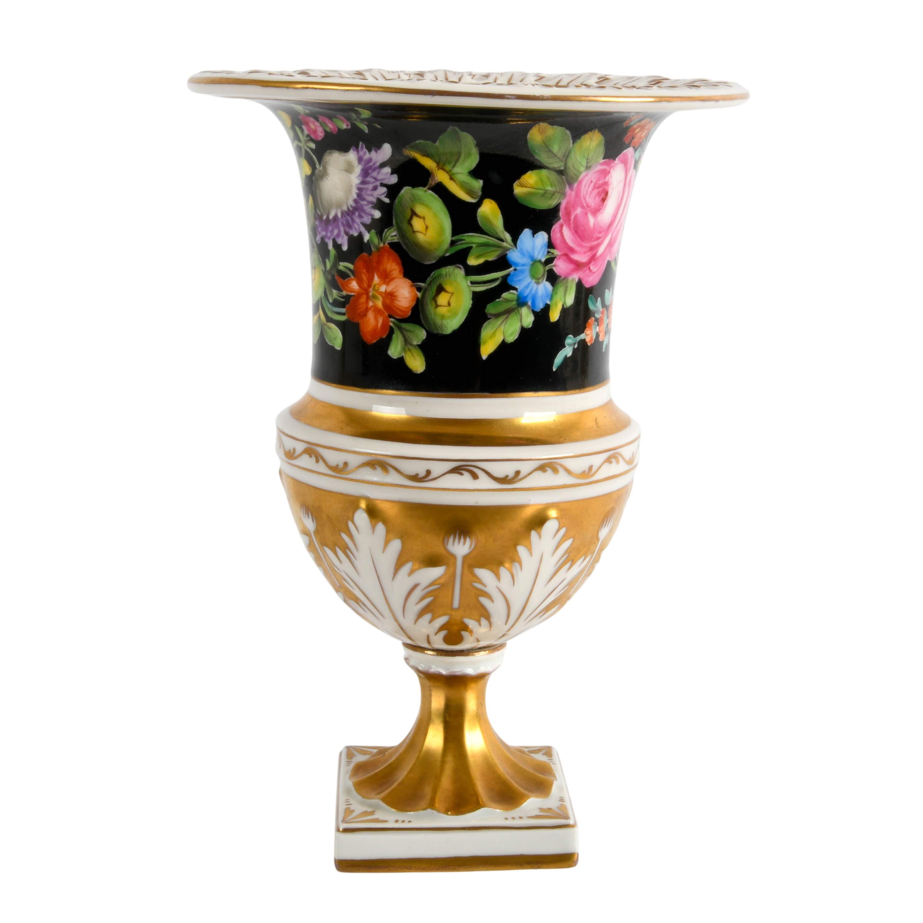 Dresden Germany Floral Porcelain Urn Vase-1