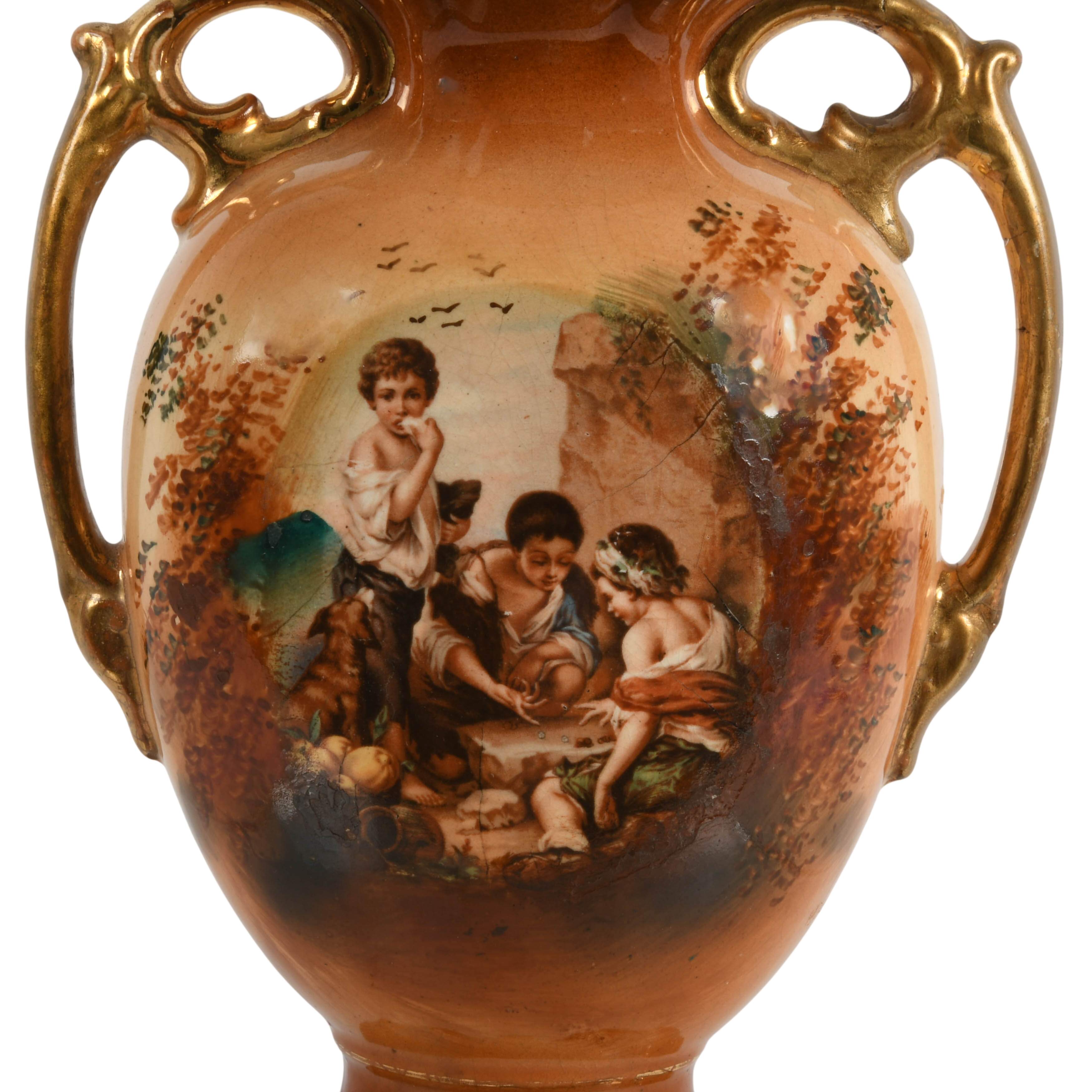 Late Victorian Twin Handled Games of Chance Vase-2