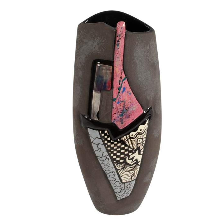 Signed Roger McAndrews Geometric Abstract Ceramic Vase-3