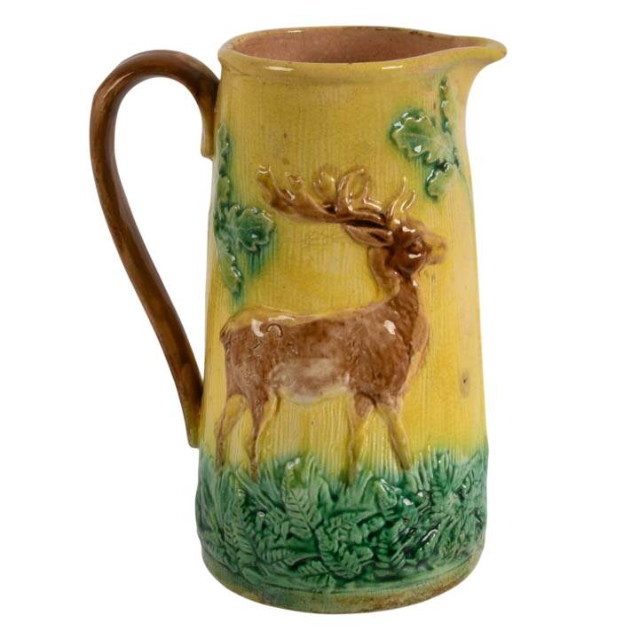 Antique 19th Century Majolica Deer Pitcher-5