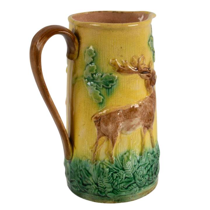 Antique 19th Century Majolica Deer Pitcher-4