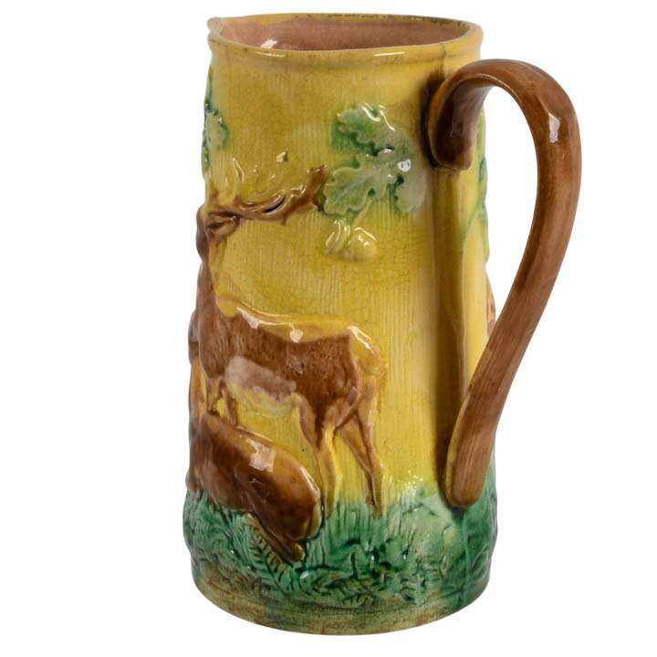 Antique 19th Century Majolica Deer Pitcher-2