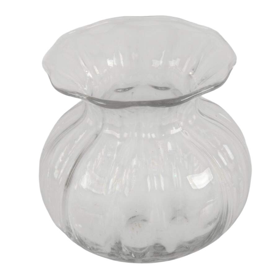 Artist Signed Swedish Ribbed Glass Anemone Vase-3