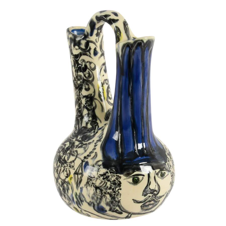 Signed Double Spout Artsy Vase-4