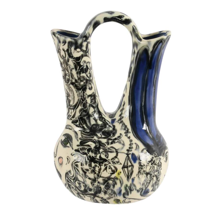 Signed Double Spout Artsy Vase-3