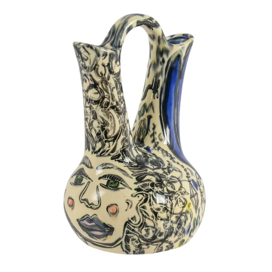Signed Double Spout Artsy Vase-2