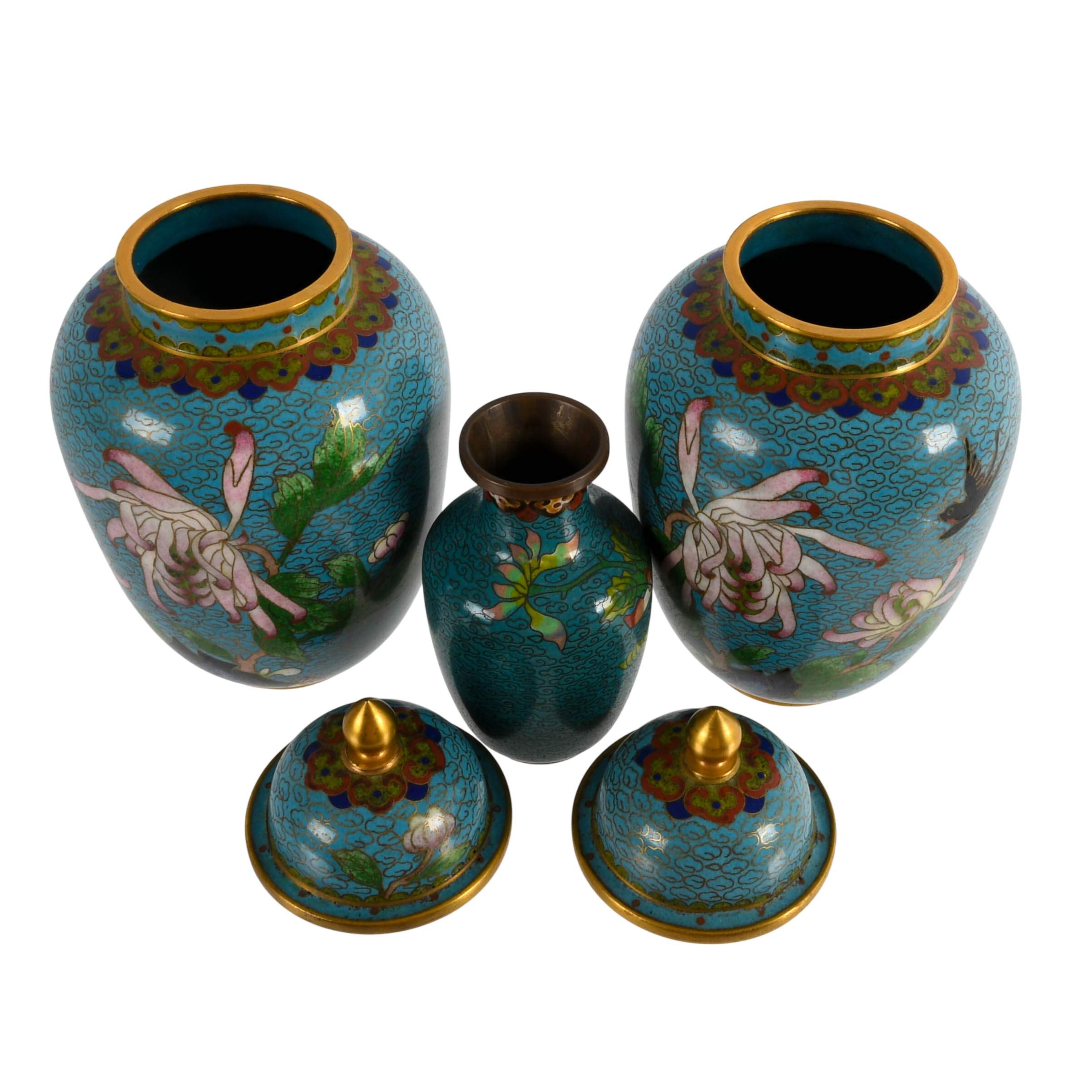 Grouping of Three Chinese Cloisonné Vases-4
