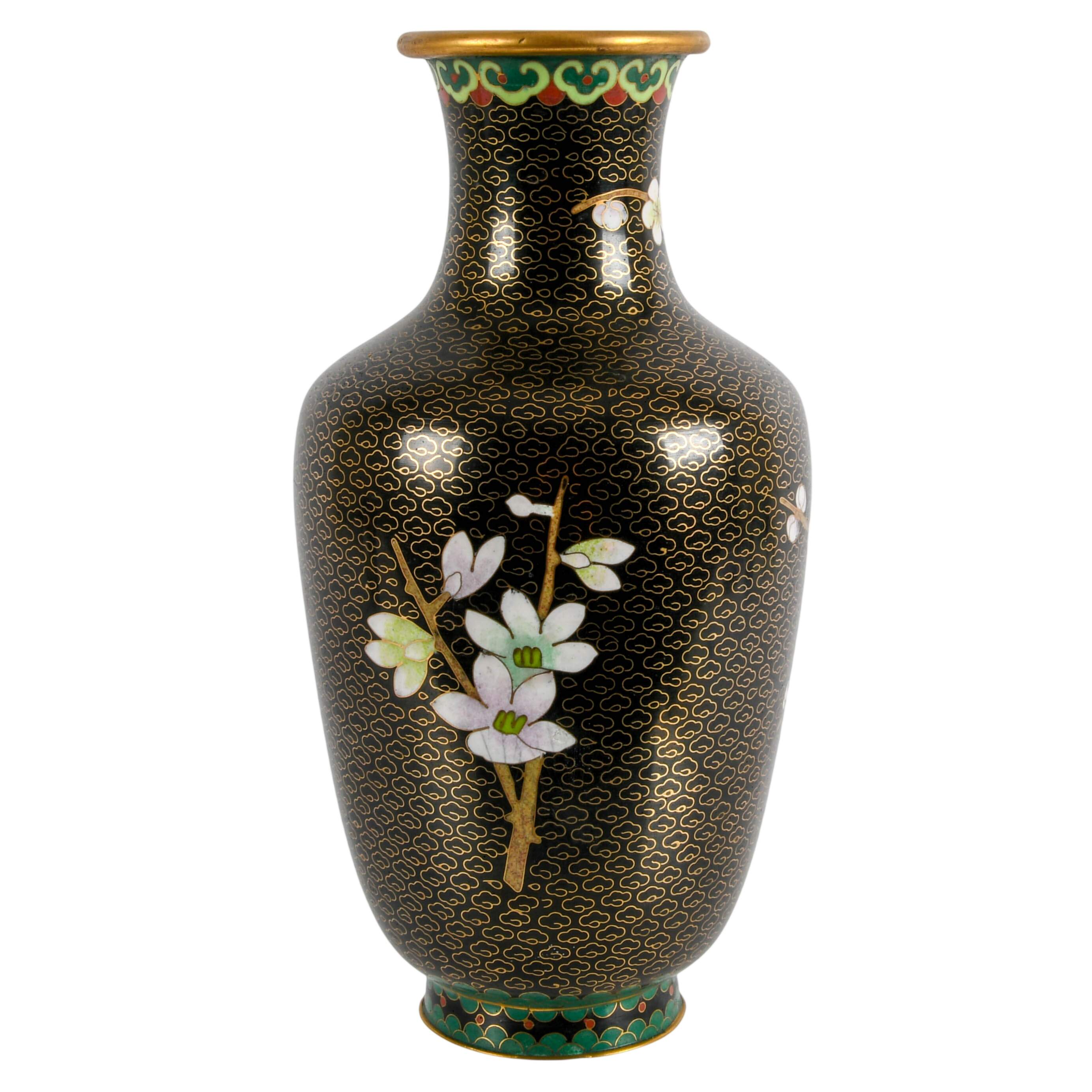 Chinese Famille Noire Cloisonné Vase-3