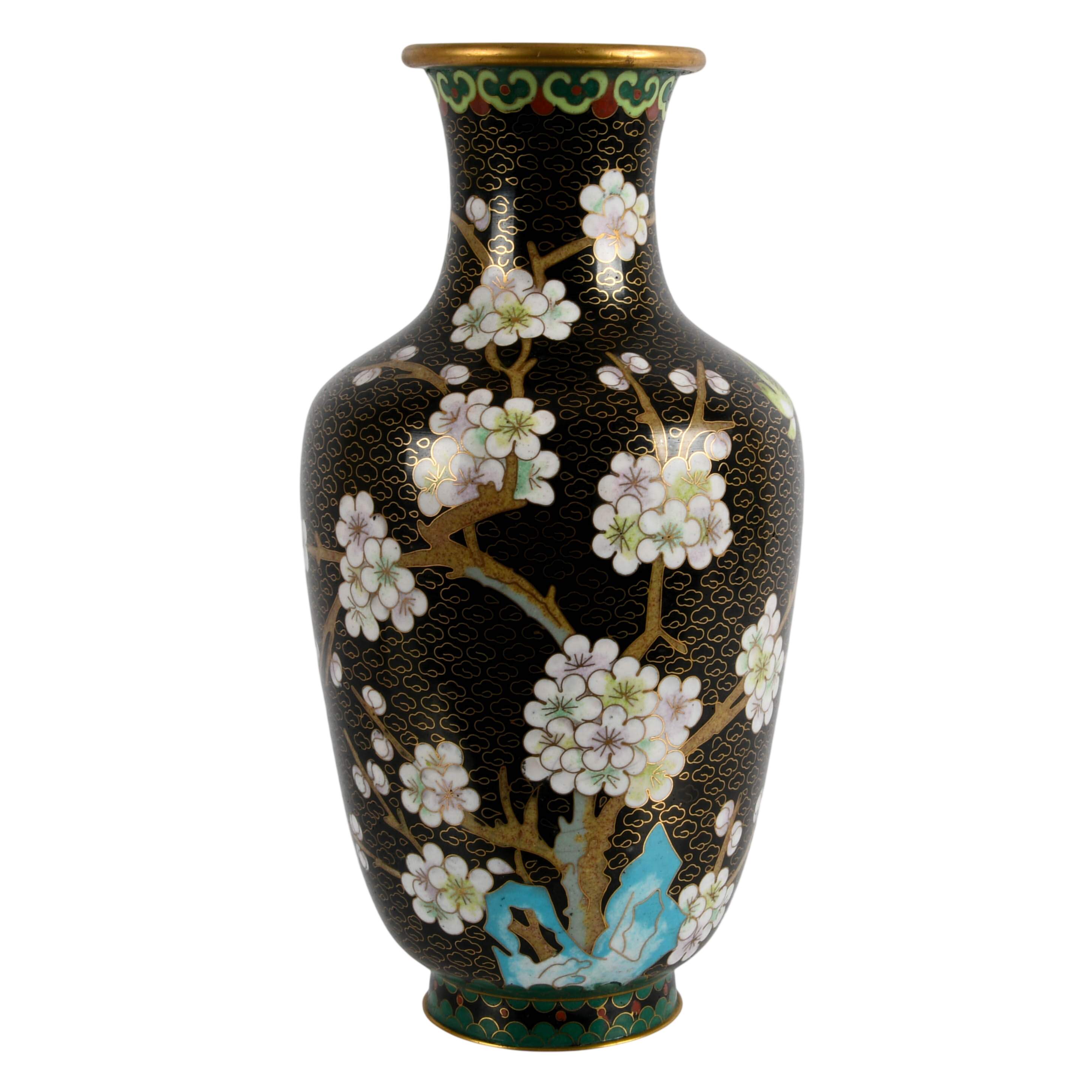 Chinese Famille Noire Cloisonné Vase-1