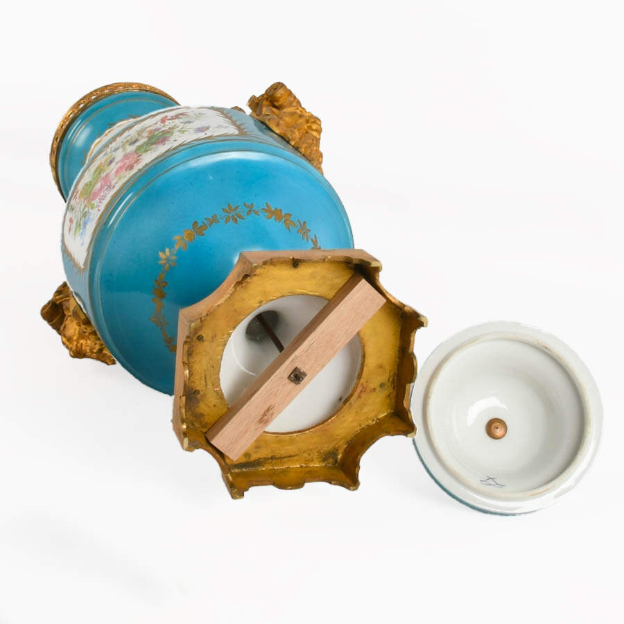 French Sèvres Painted Porcelain Urn with Doré Bronze Mounts-11