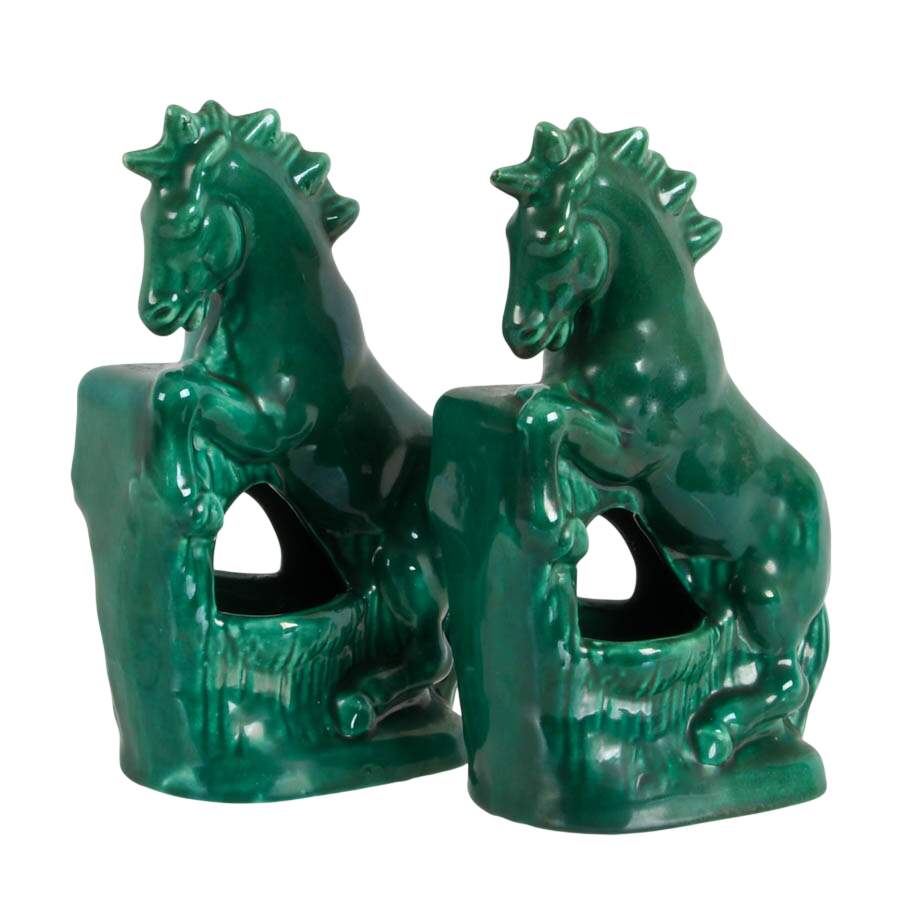 Pair of Mid-Century Modern Ceramic Horse Planters-2