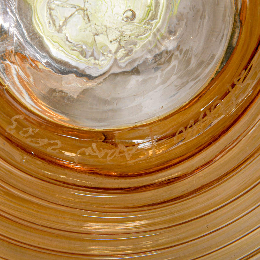 Signed Studio Paran Chartreuse Swirled Blown Glass Vase-6