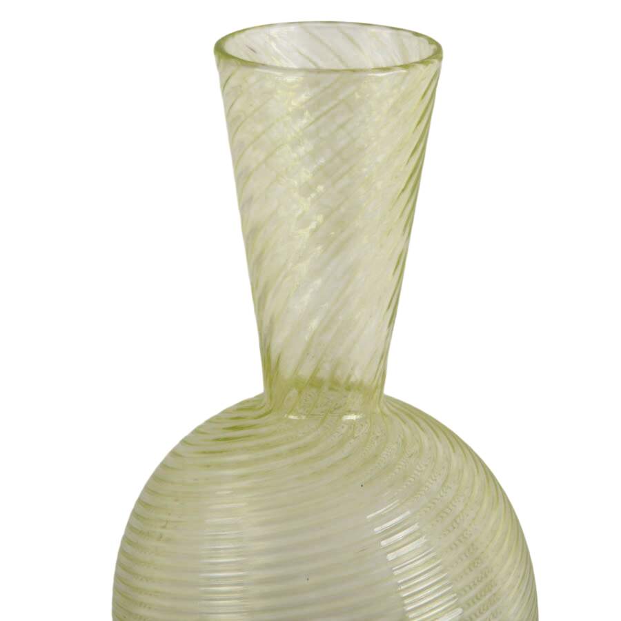 Signed Studio Paran Chartreuse Swirled Blown Glass Vase-3