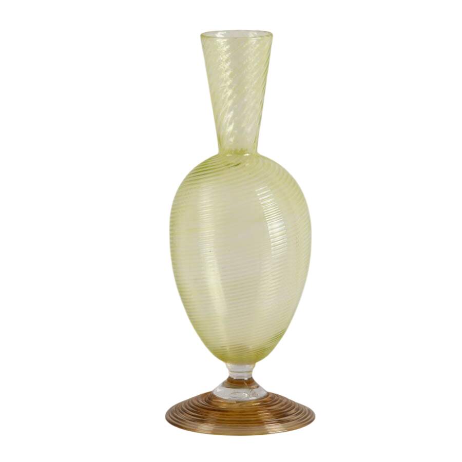 Signed Studio Paran Chartreuse Swirled Blown Glass Vase-2