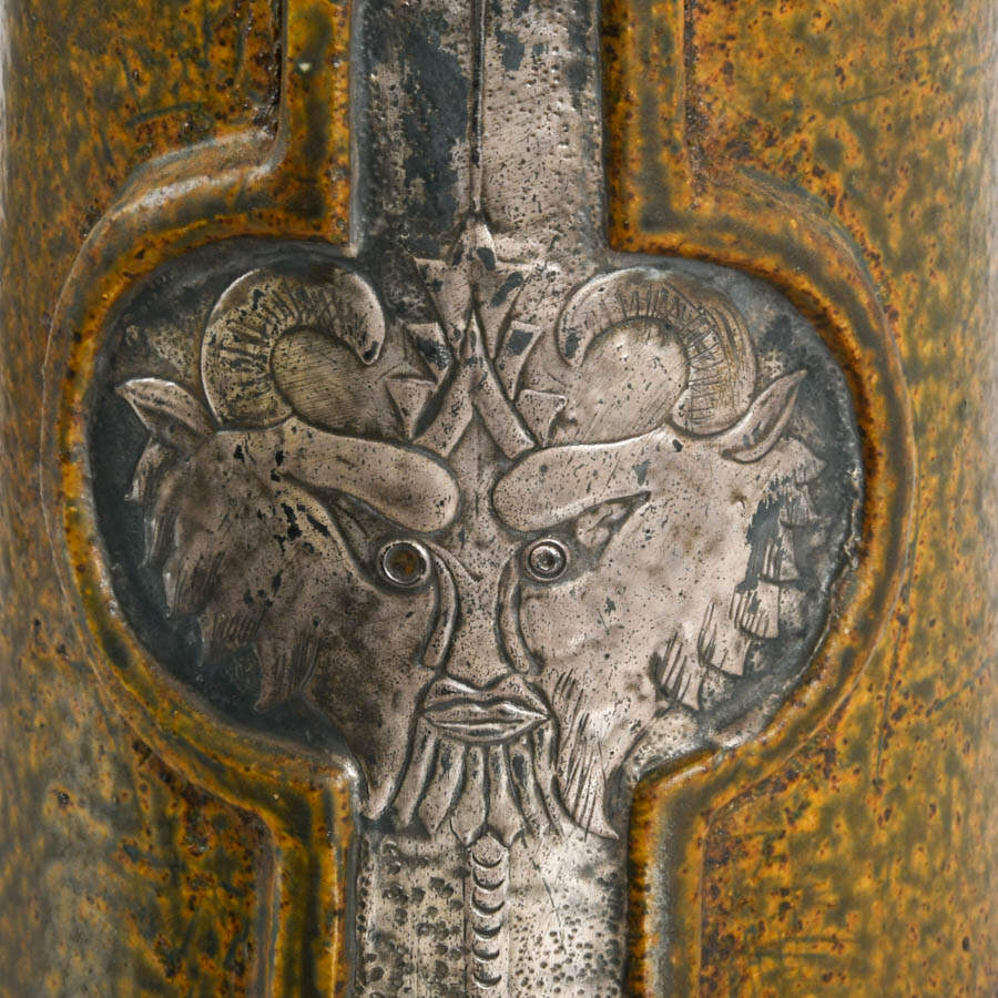 Unsigned Studio Pottery Green Man Portrait Vase-3