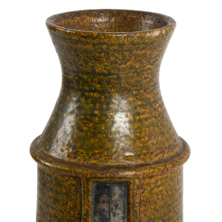 Unsigned Studio Pottery Green Man Portrait Vase-2