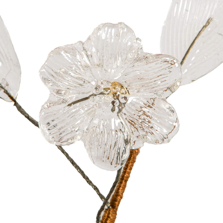 Victorian Glass Flowers in Cranberry Glass Vase-4