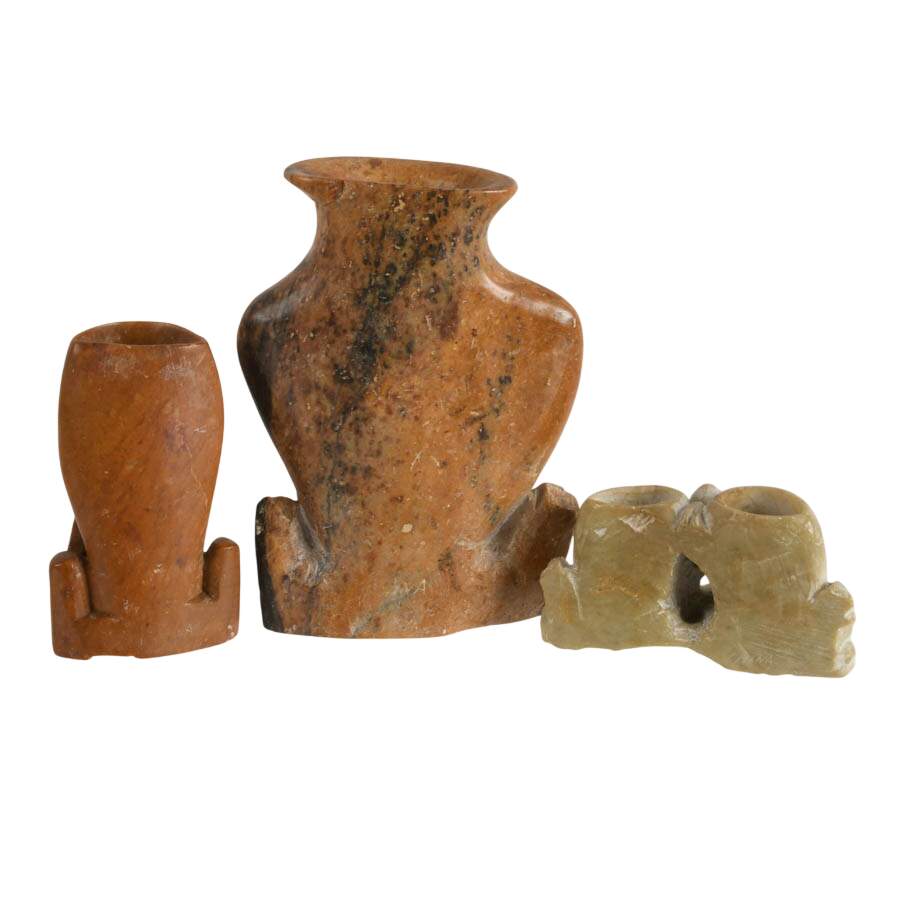 Trio of Chinese Soapstone Brush Pots-3