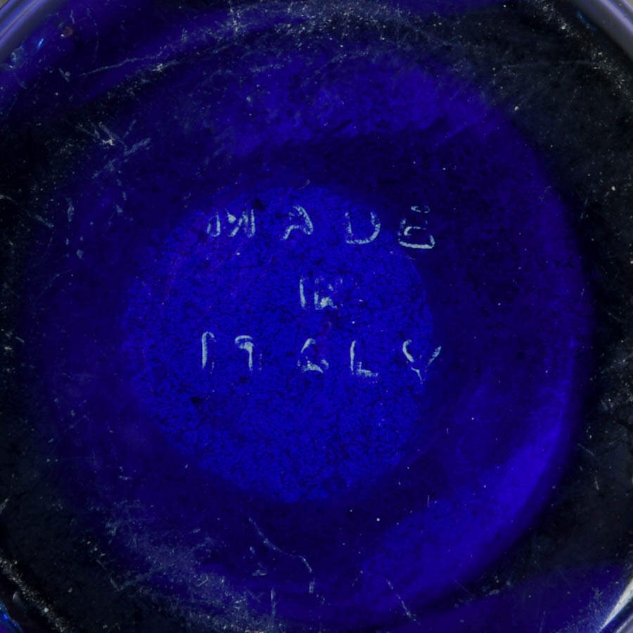 Italian Silver Overlay on a Floral Cobalt Glass Vase-5