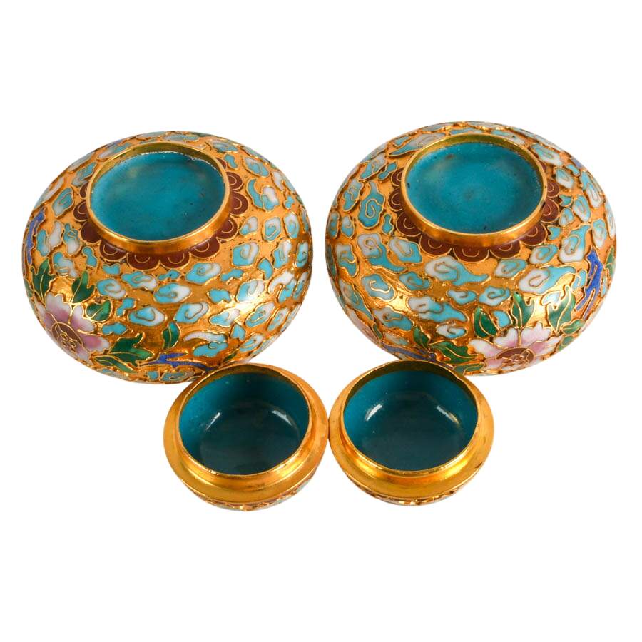 Pair of Chinese Cloisonné Miniature Trinket Jars-5