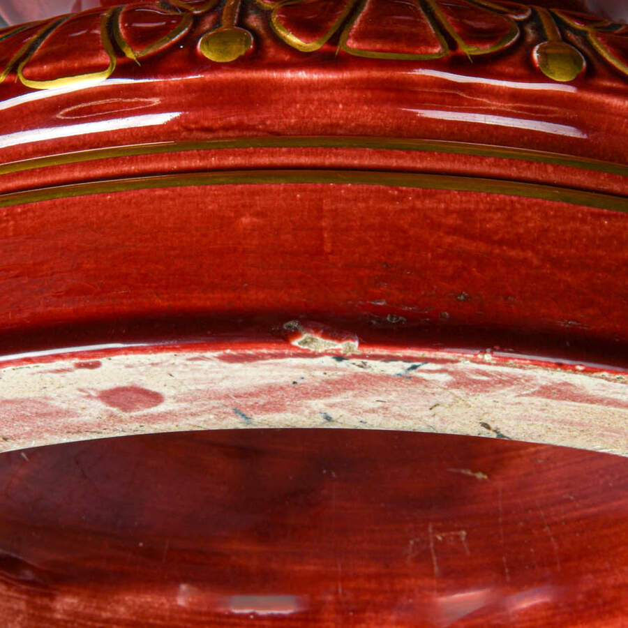 French Oversized Sarreguemin Dragon Majolica Urn-8