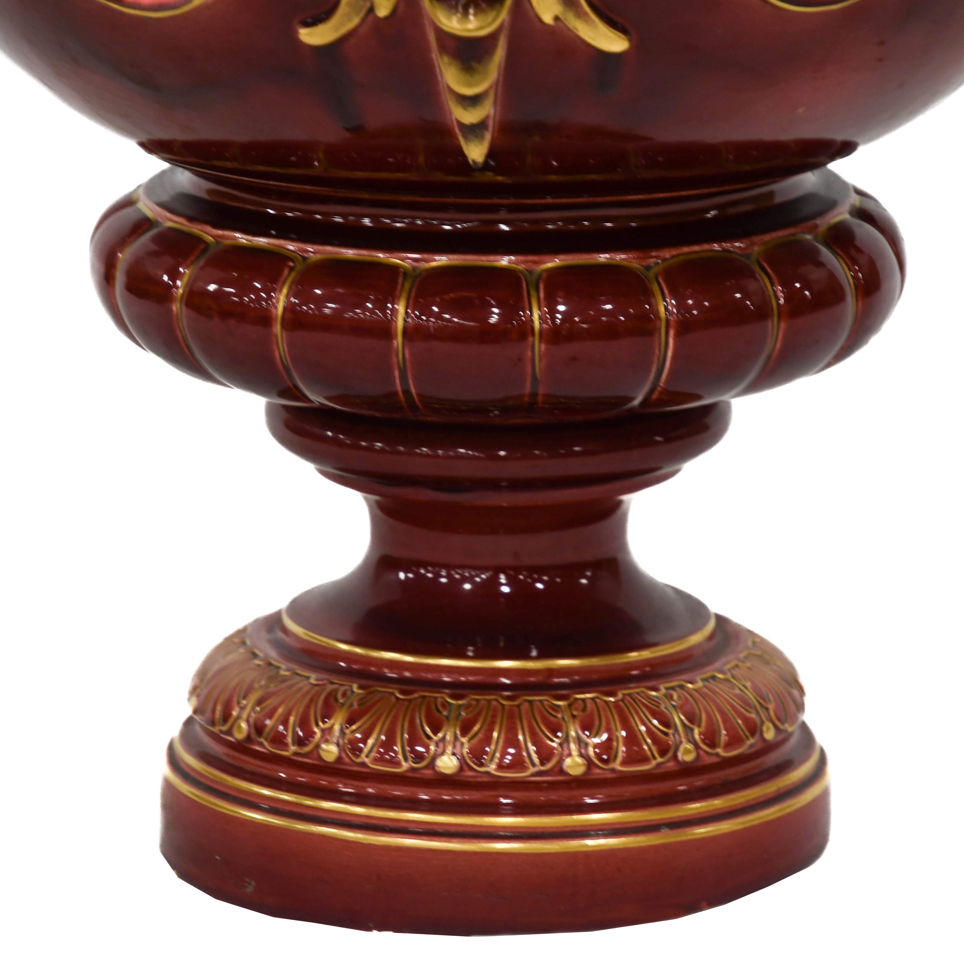 French Oversized Sarreguemin Dragon Majolica Urn-2