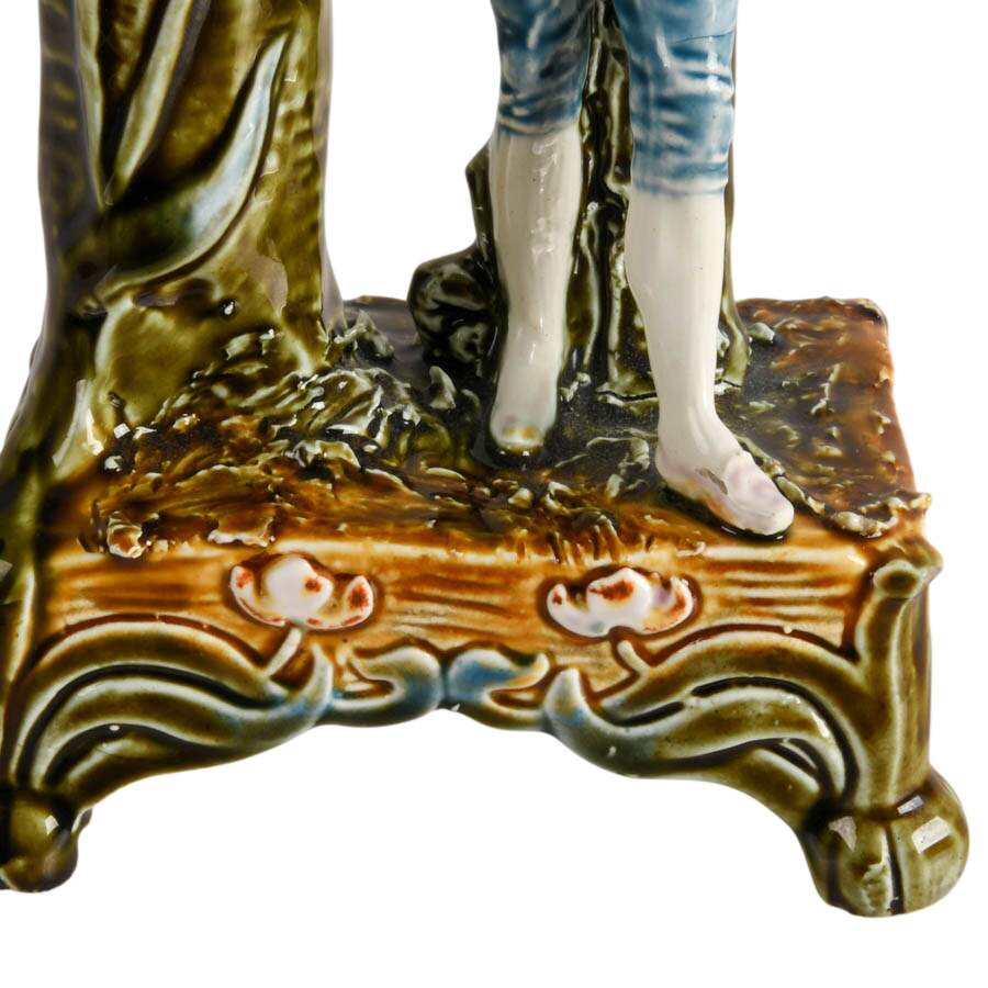French Art Nouveau Barbotine Majolica Spill Vase-4
