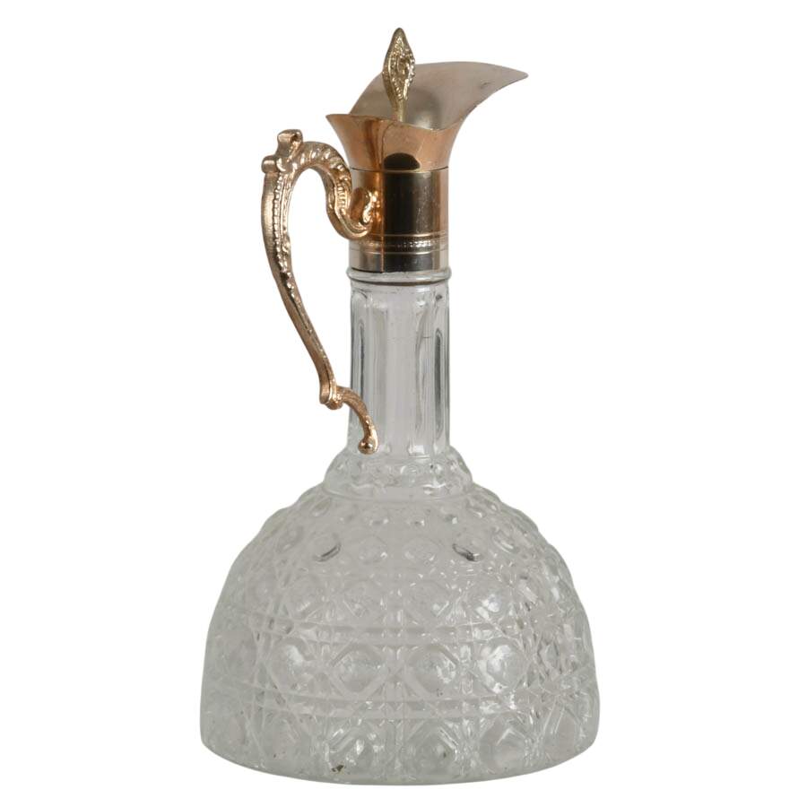 Vintage Crystal Silver-Plate Glass Wine Bell Bottom Decanter-7