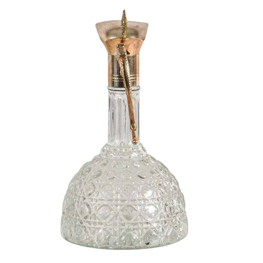 Vintage Crystal Silver-Plate Glass Wine Bell Bottom Decanter-6