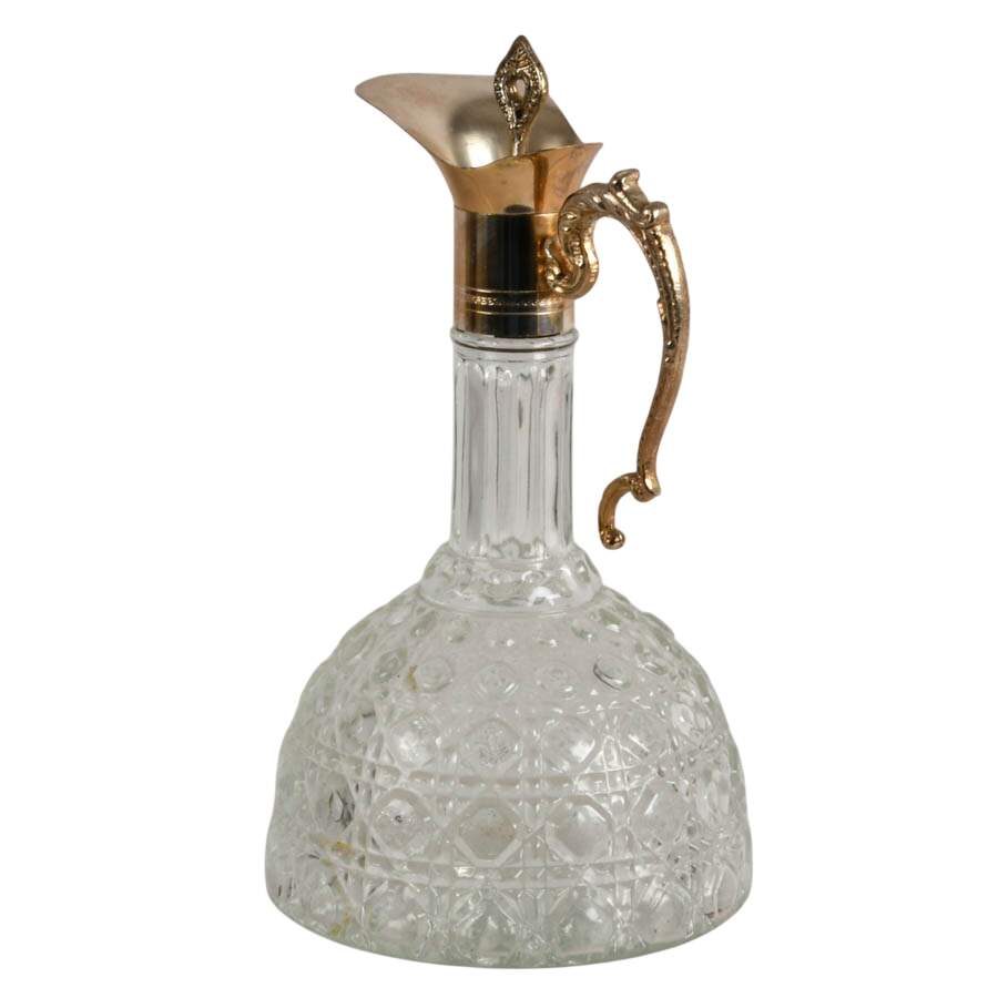 Vintage Crystal Silver-Plate Glass Wine Bell Bottom Decanter-5