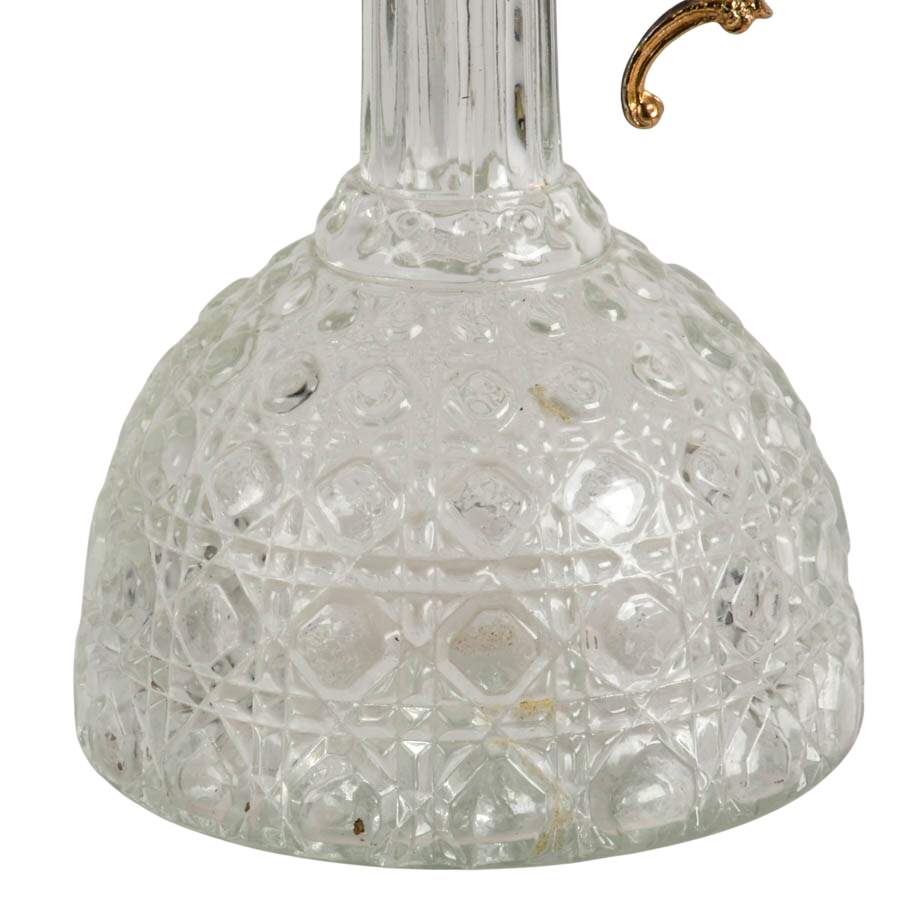 Vintage Crystal Silver-Plate Glass Wine Bell Bottom Decanter-3