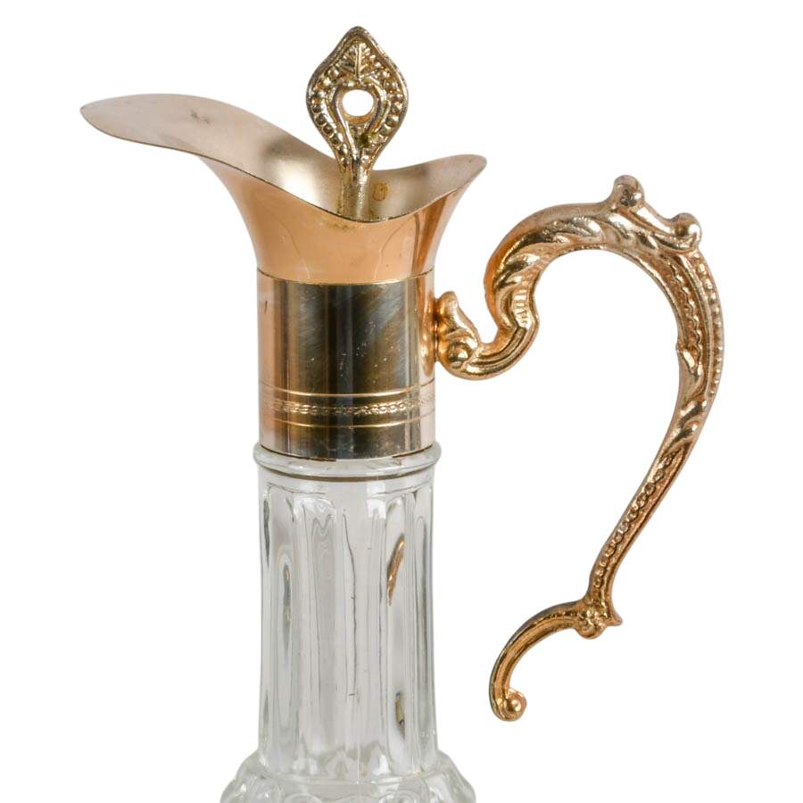 Vintage Crystal Silver-Plate Glass Wine Bell Bottom Decanter-2