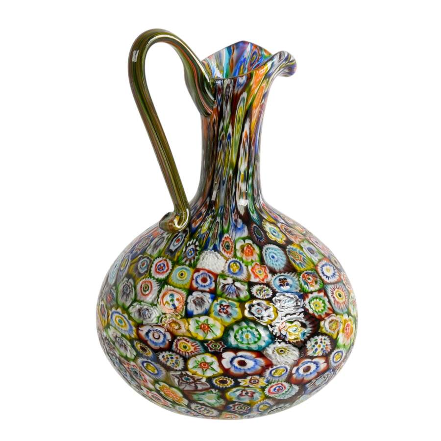 Hand-Blown Millefiori Art Glass Pitcher Attributed to Fratelli Toso-4