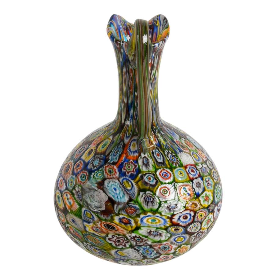 Hand-Blown Millefiori Art Glass Pitcher Attributed to Fratelli Toso-3