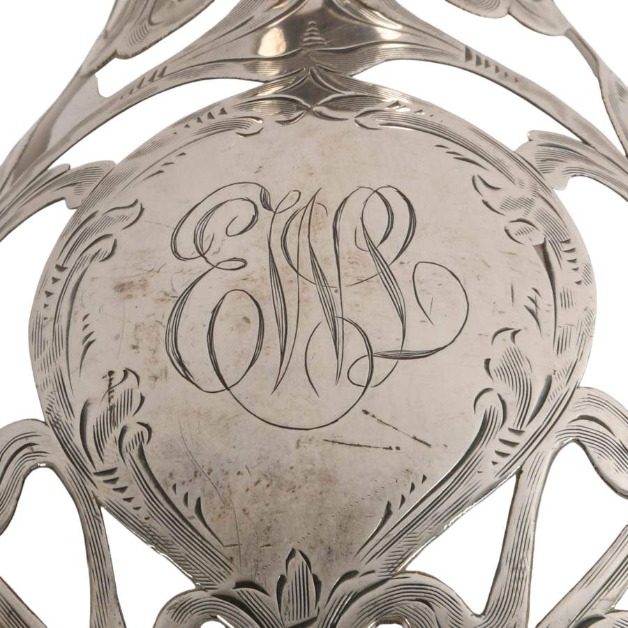 Art Nouveau Sterling Overlay Botanical Decanter Attributed to Alvin-4