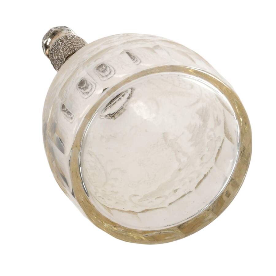 Antique German Etched Glass Decanter with Sterling Collar and Stopper-5