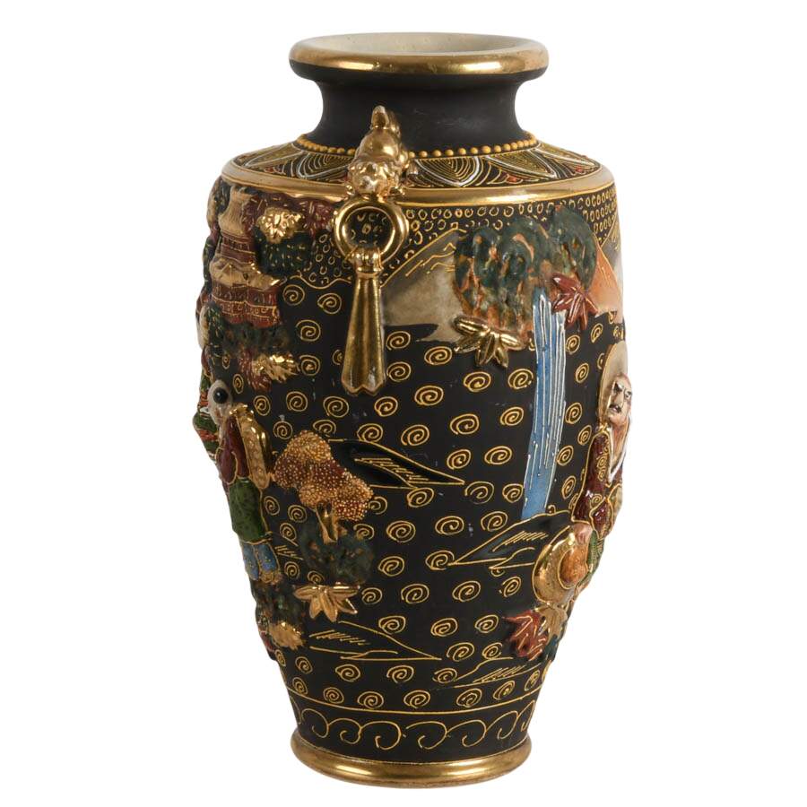 Antique Pair of Japanese Satsuma Earthenware Vases-7