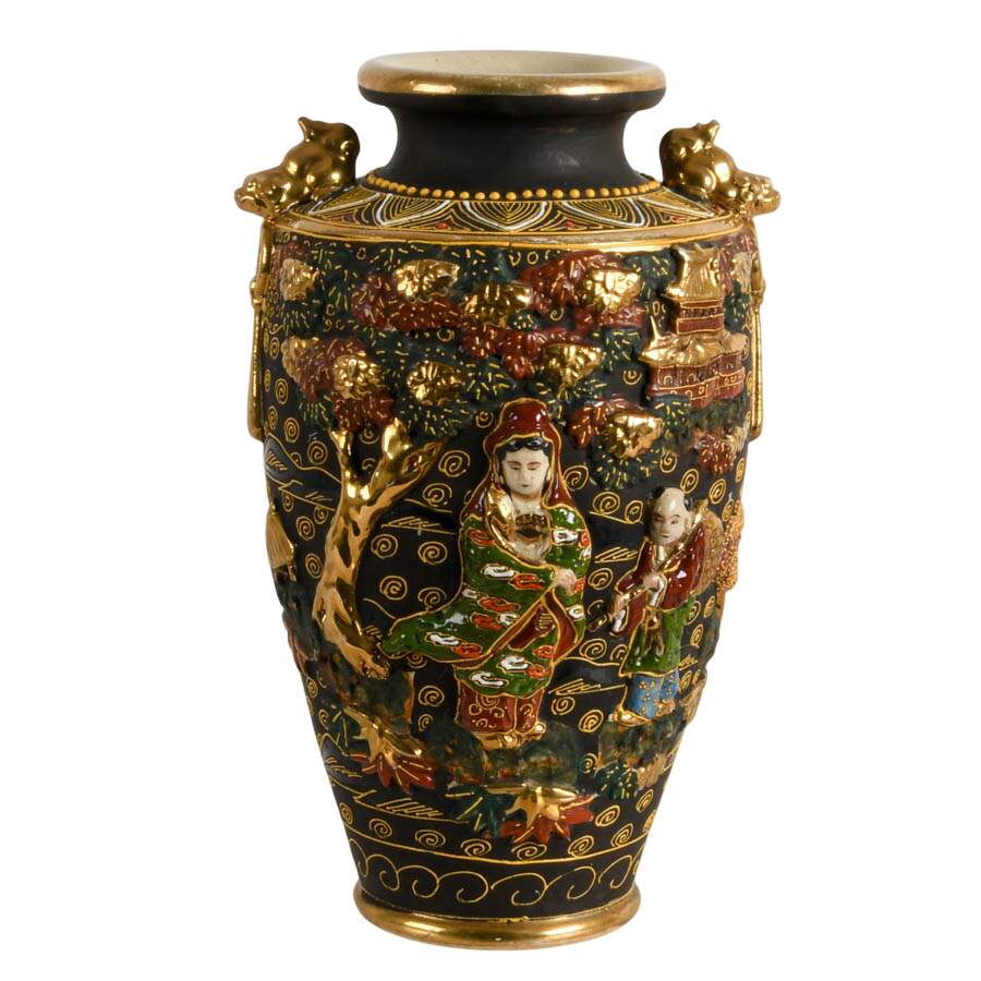Antique Pair of Japanese Satsuma Earthenware Vases-6