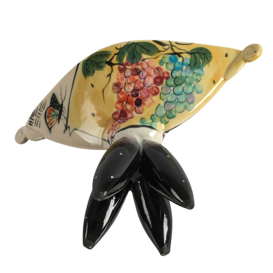 Hand-Painted Whimsical Abstract Ceramic Pedestal Bowl-7