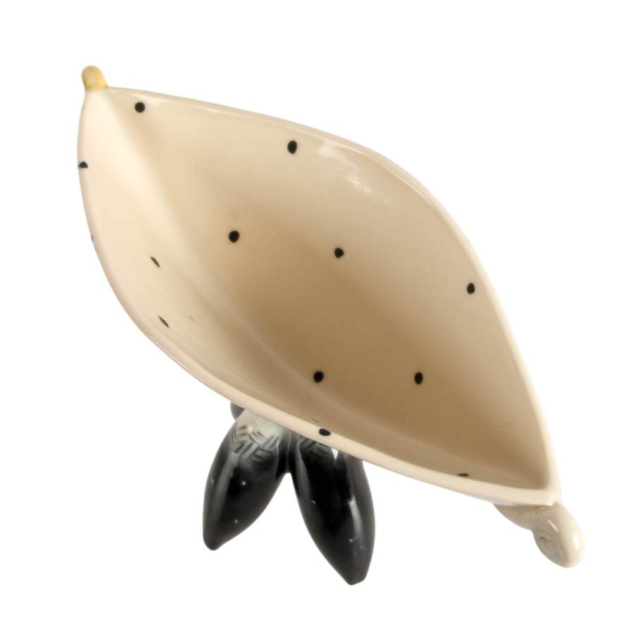 Hand-Painted Whimsical Abstract Ceramic Pedestal Bowl-5